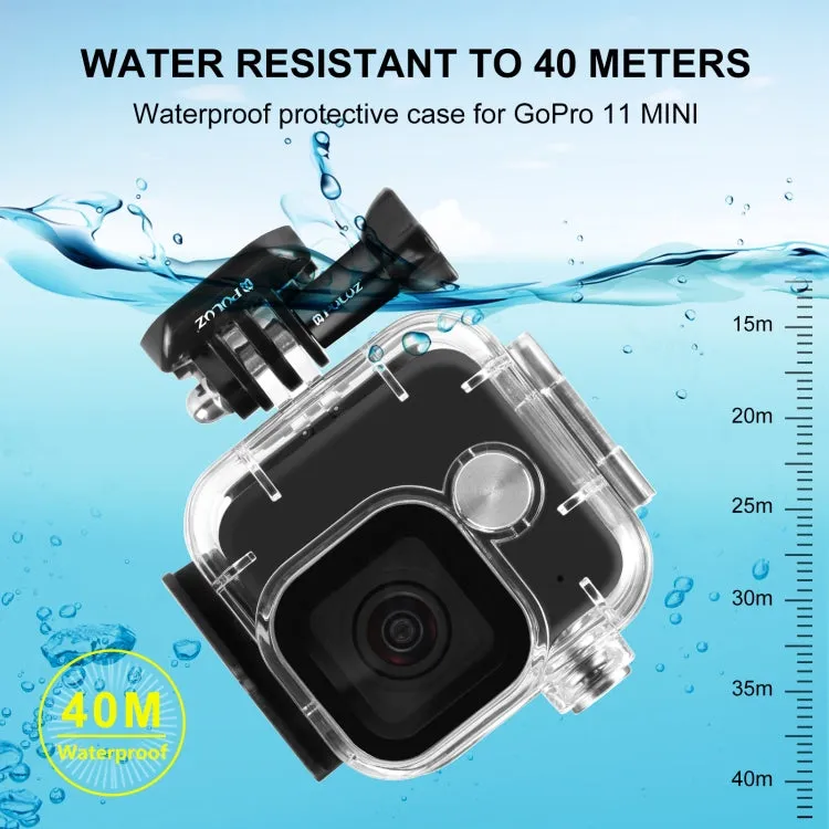 For GoPro Hero11 Black Mini PULUZ 40m Waterproof Housing Protective Case with Buckle Basic Mount & Screw (Transparent)