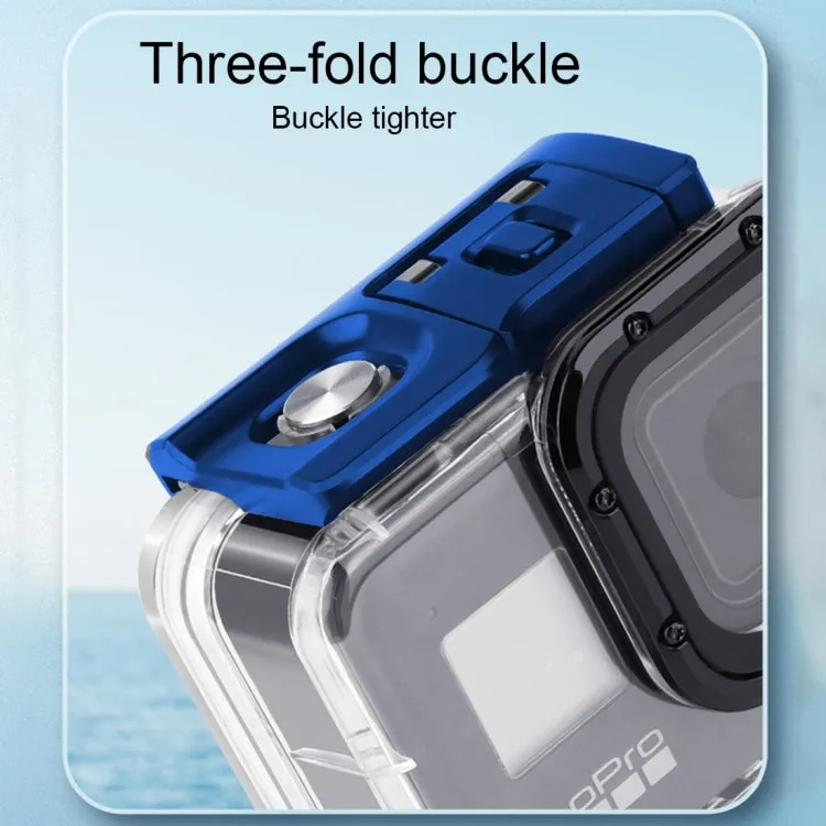 For GoPro HERO8 Black 45m Waterproof Housing Protective Case with Buckle Basic Mount & Screw & Floating Bobber Grip & Strap & Anti-Fog Inserts(Transparent)