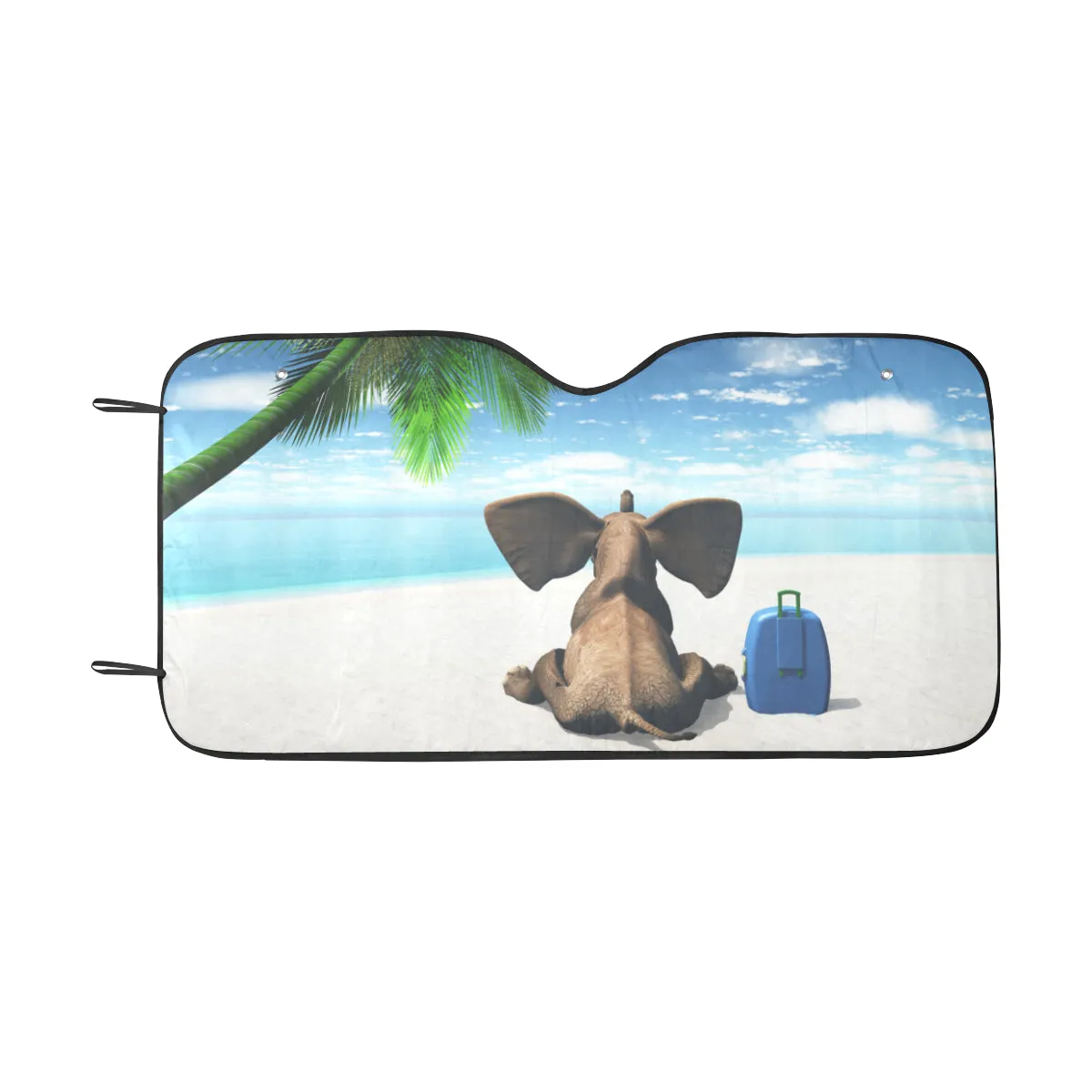 Funny Beach Windshield Sun Shade, Ocean Sea Elephant Car Accessories Auto Protector Window Visor Screen Cover Cover Decor 55" x 29.53"