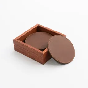 Gallantoro Leather Coasters in Timber Case