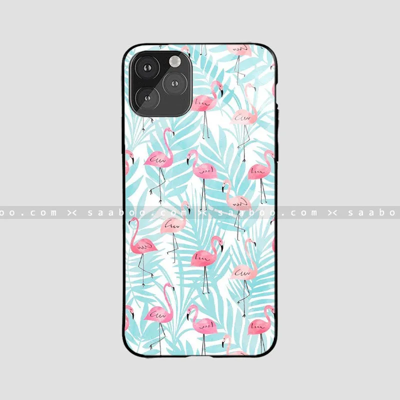 Glossy Protective Case With Peach Flamingo