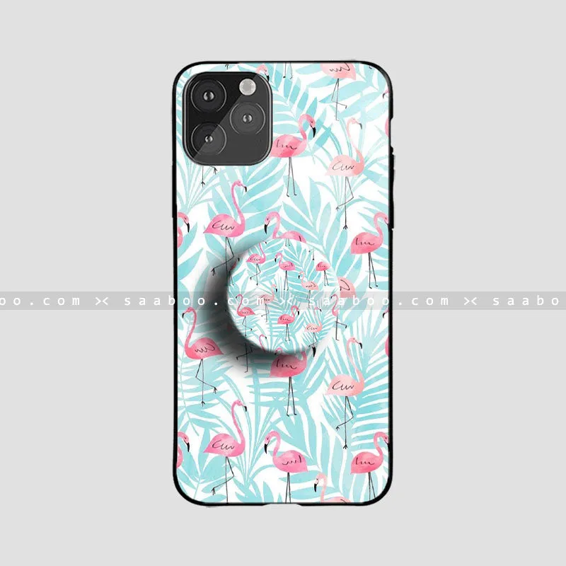 Glossy Protective Case With Peach Flamingo