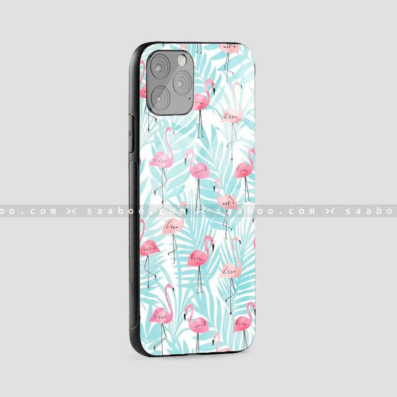 Glossy Protective Case With Peach Flamingo