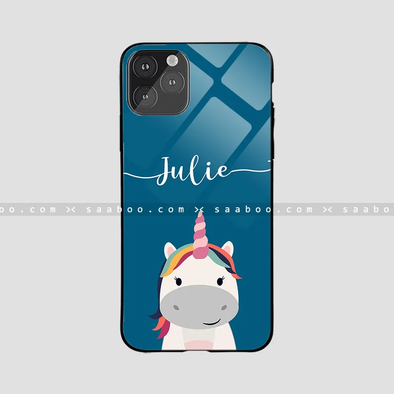 Glossy Protective Case With Unicorn Name