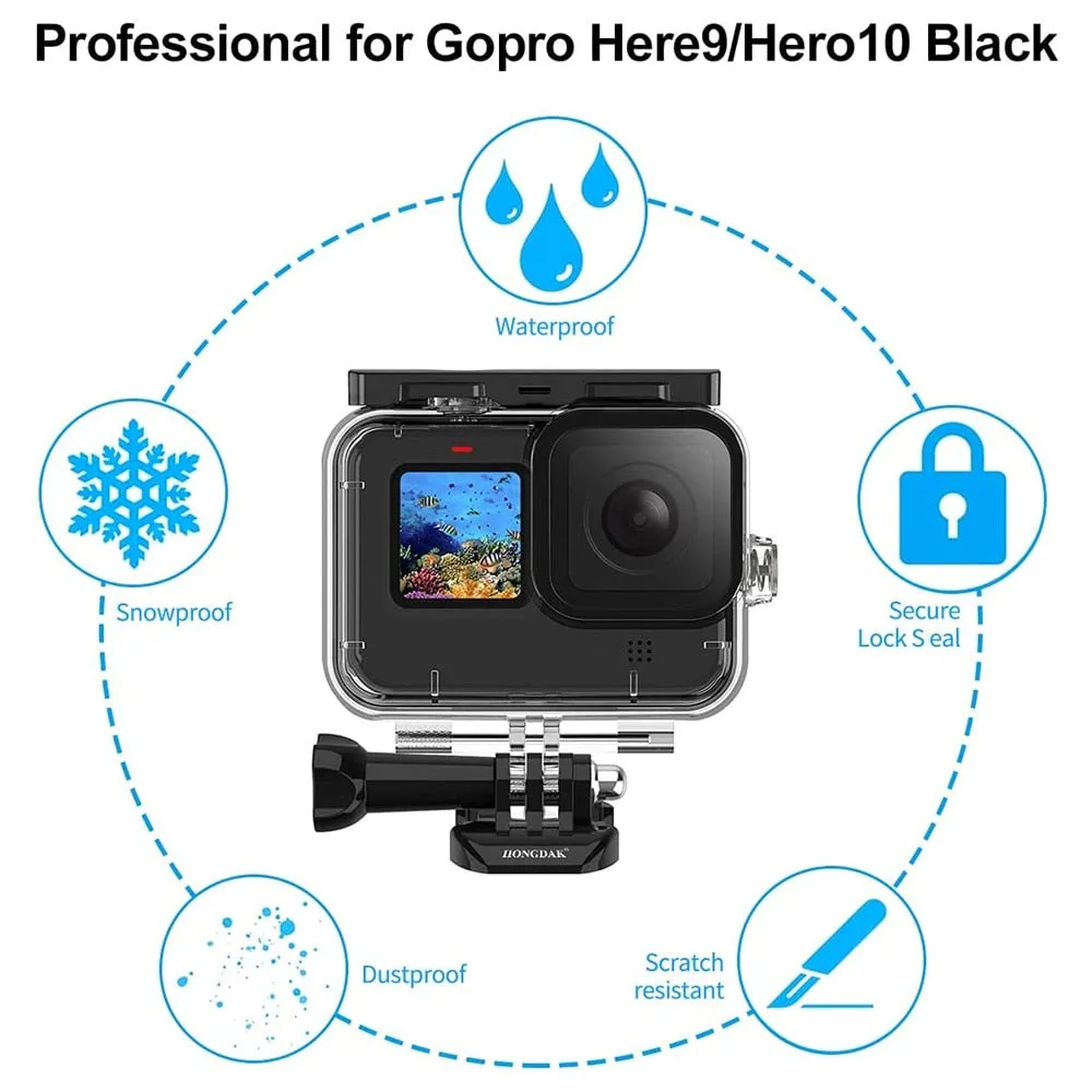 GoPro Hero 11 10 9 Black Case Waterproof 60M Housing Diving Protective For Go Pro 9 10 GoPro9 Underwater Dive Cover Accessories