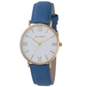 Hallmark Ladies Leather Navy Strap White Dial Watch