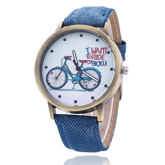 Hot Vintage Jeans Strap Watch For Women Leather Bike Watch Fashion Casual Ladies Wrist Watch Relogio Feminino Drop Shipping 889