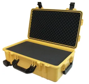 IBEX Protective Case 1800 with foam, 21 x 14 x 8.8", Yellow, with Wheels (IC-1800YLW)