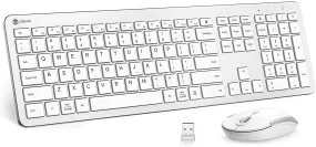 iClever GK08 2.4GHz 17 x 5 Inch Wireless Rechargeable Keyboard and Mouse Combo with Windows and Mac Compatibility GK-08 GK 08