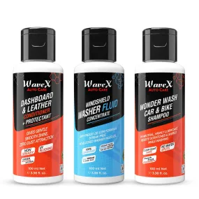 KIT-DWWW Dashboard And Leather Conditioner Protectant 100ml, Wonder Wash Car and Bike Shampoo 100ml and Windshield Washer Fluid 100ml