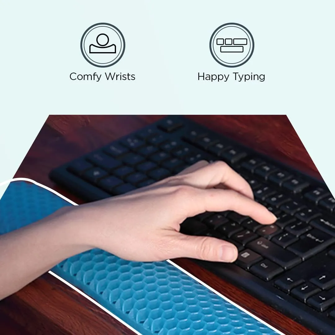 Kuber Industries Keyboard Wrist Pad | Mouse Wrist Pad | Non-Slip Bottom Wrist Pad | Relieve Wrist Pain and Fatigue | Ideal for Typing and Gaming | T-D002 | Blue