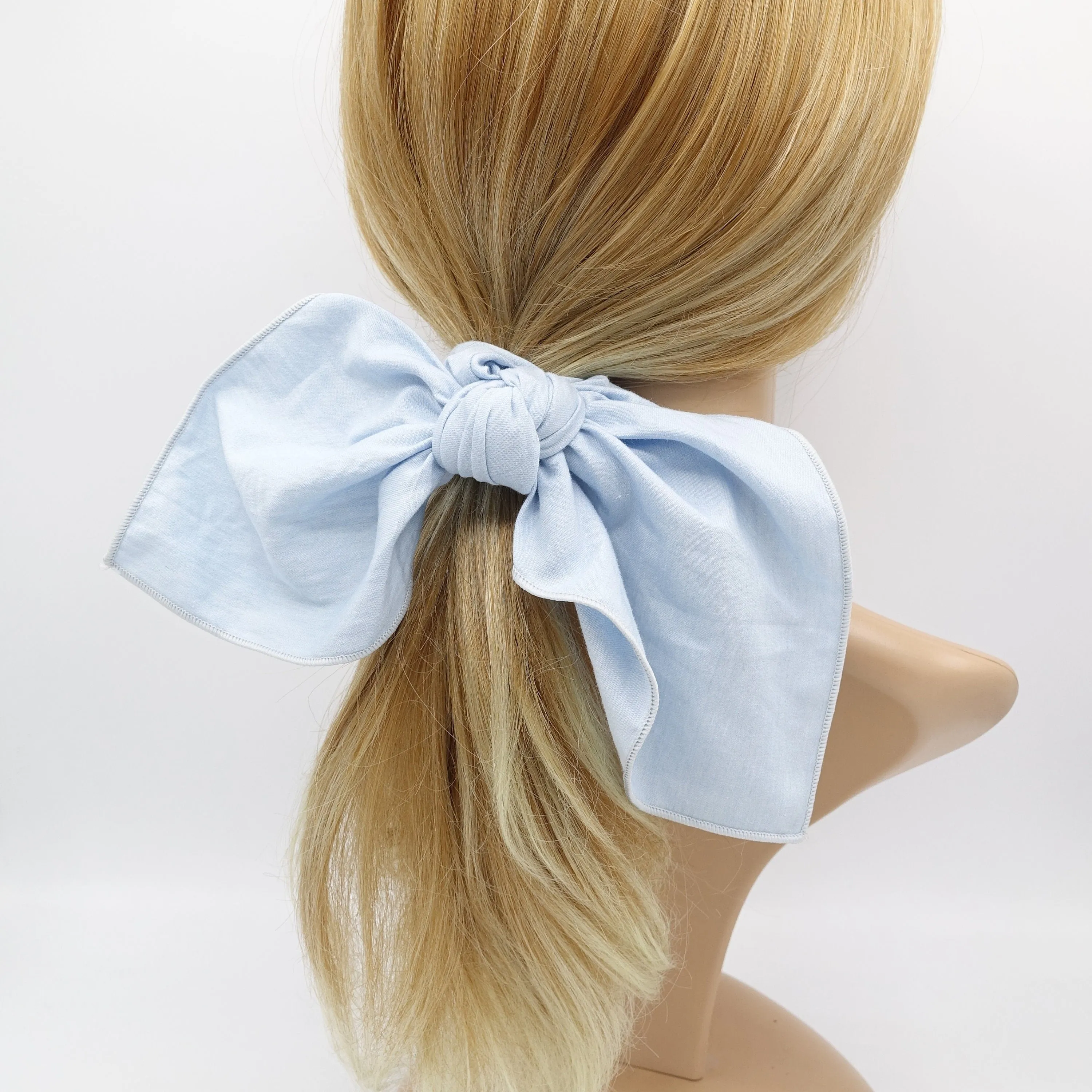 large denim bow knot scrunchies