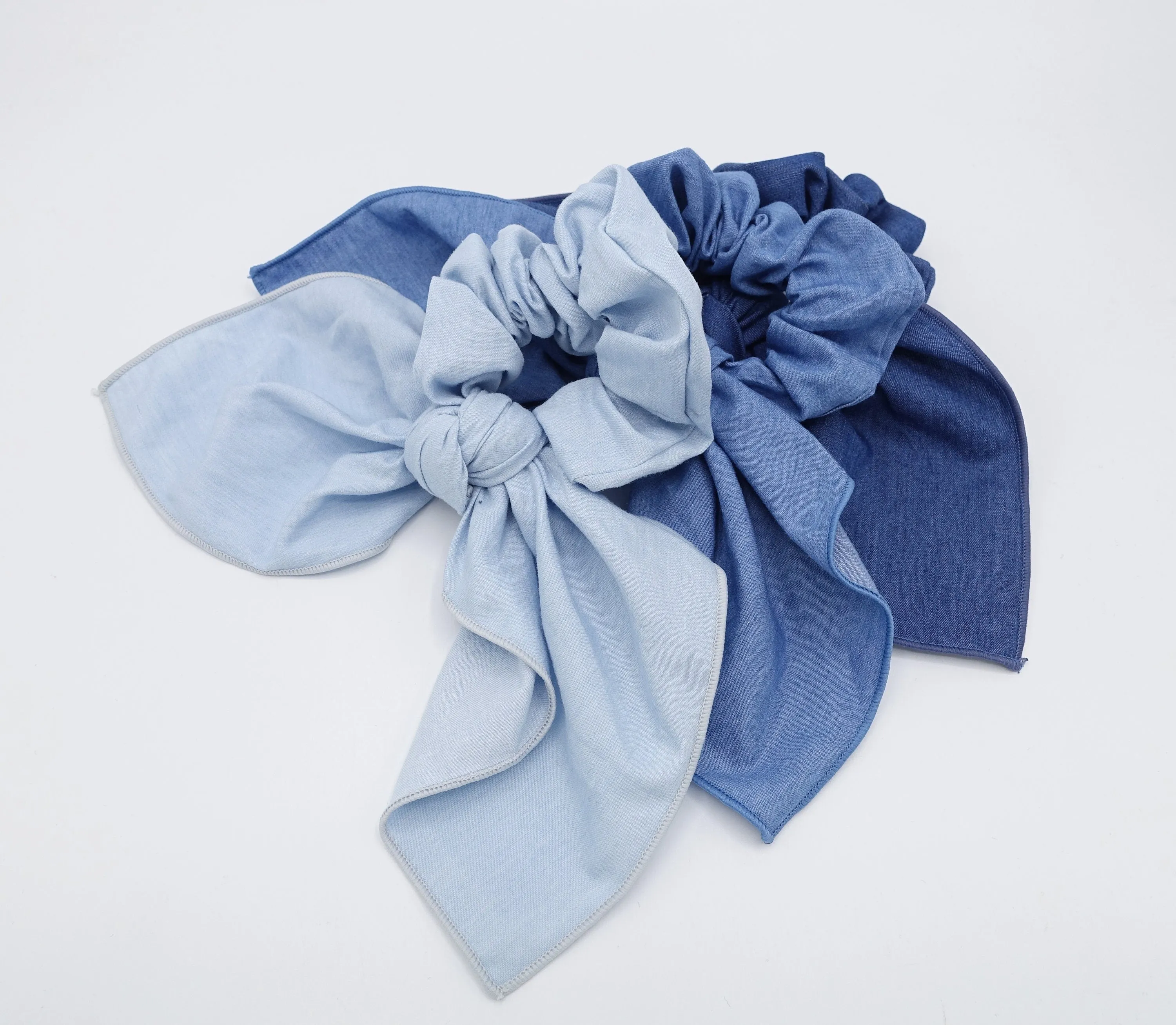 large denim bow knot scrunchies