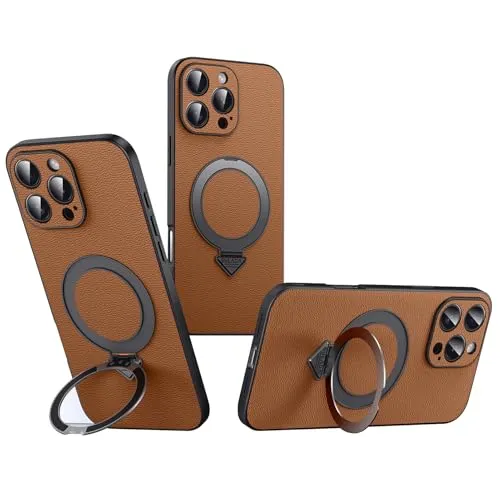 Leather Phone Case With Magnetic Ring Stand For iPhone For iPhone