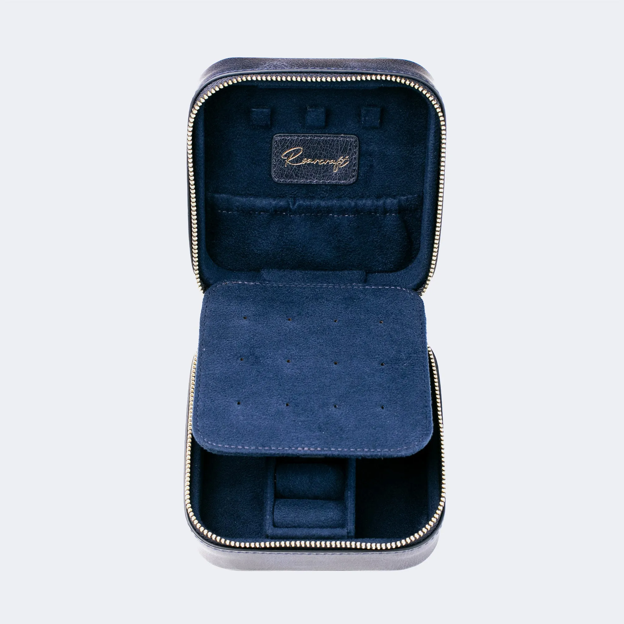 Leather Travel Jewelry Case - Blue