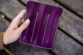 Leather Triple Fountain Pen Case / Pen Pouch - Purple