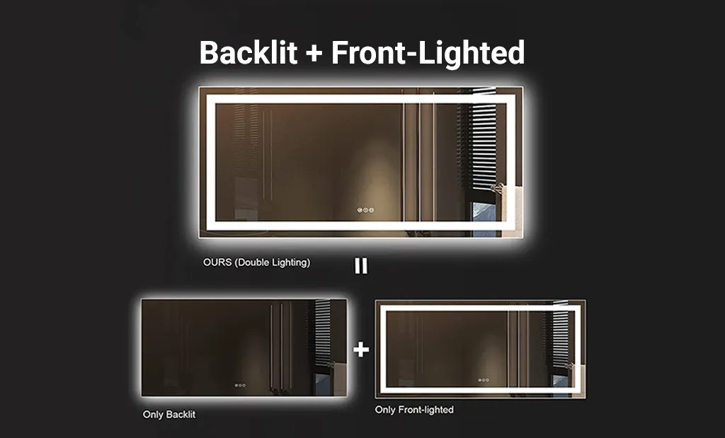 LED Mirror with Front & Backlit 88x38