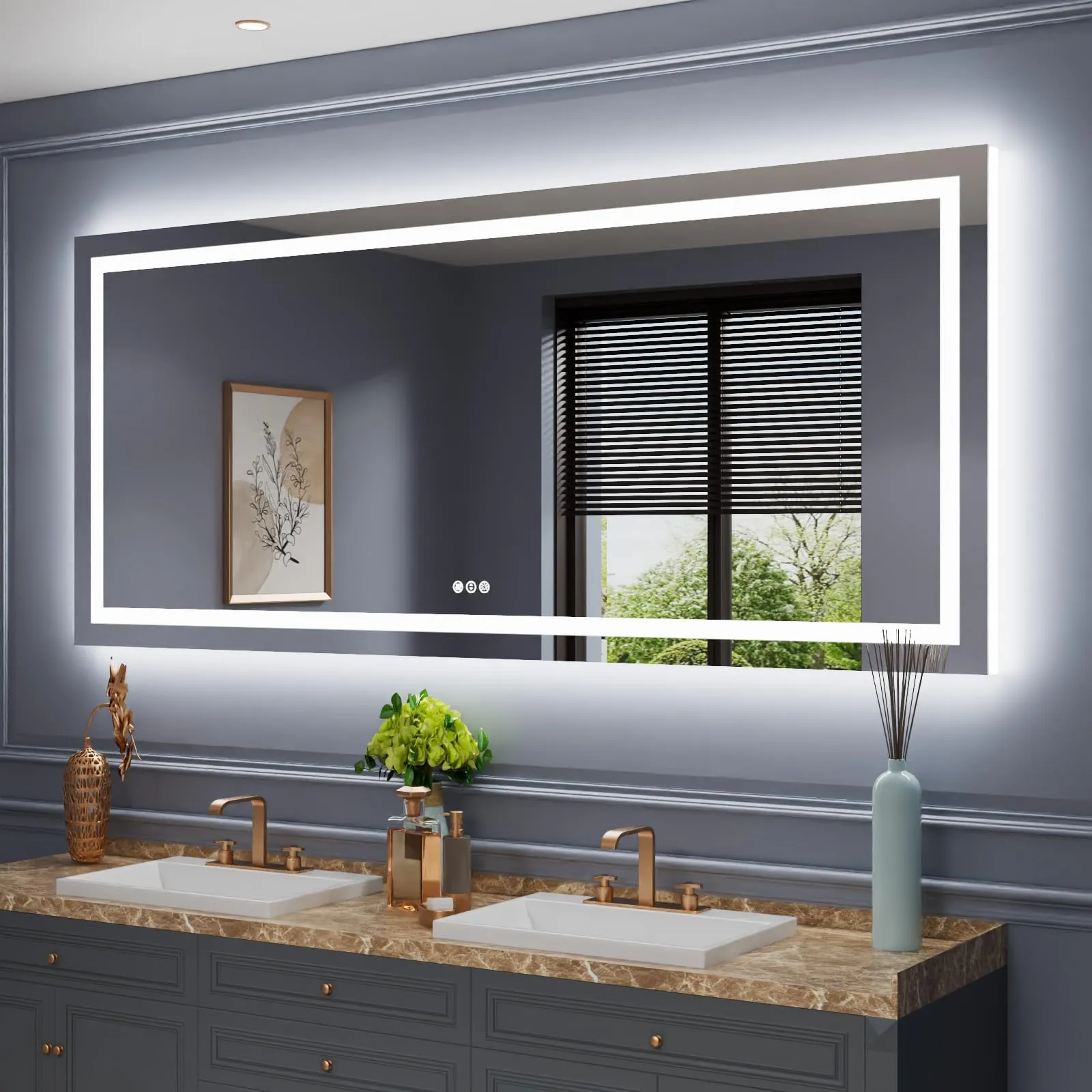 LED Mirror with Front & Backlit 88x38