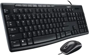 Logitech MK200 Media Wired Full-sized Keyboard with Spill-Resistant Design, 8 Multiple Hot Keys, and Optical Mouse Combo (Black)