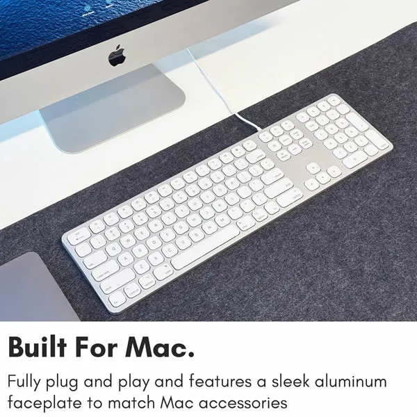 MACALLY Executive Mac Keyboard with Built-In USB Hub