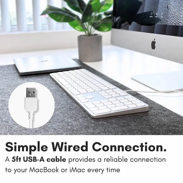 MACALLY Executive Mac Keyboard with Built-In USB Hub