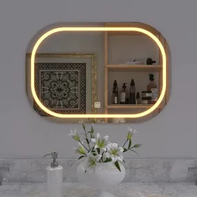 MALLIK DESIGN Curvy Rectangle Led Bathroom Mirror for Home, Living Room, Bedroom, Entrance, Restaurant & Office (3 Lights Integrated)