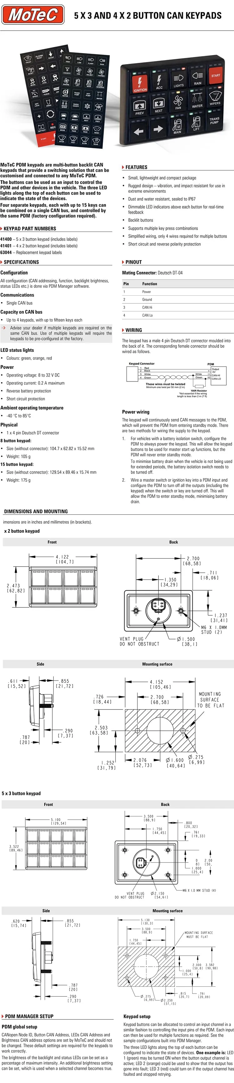 MoTeC 8 Position CAN Keypad