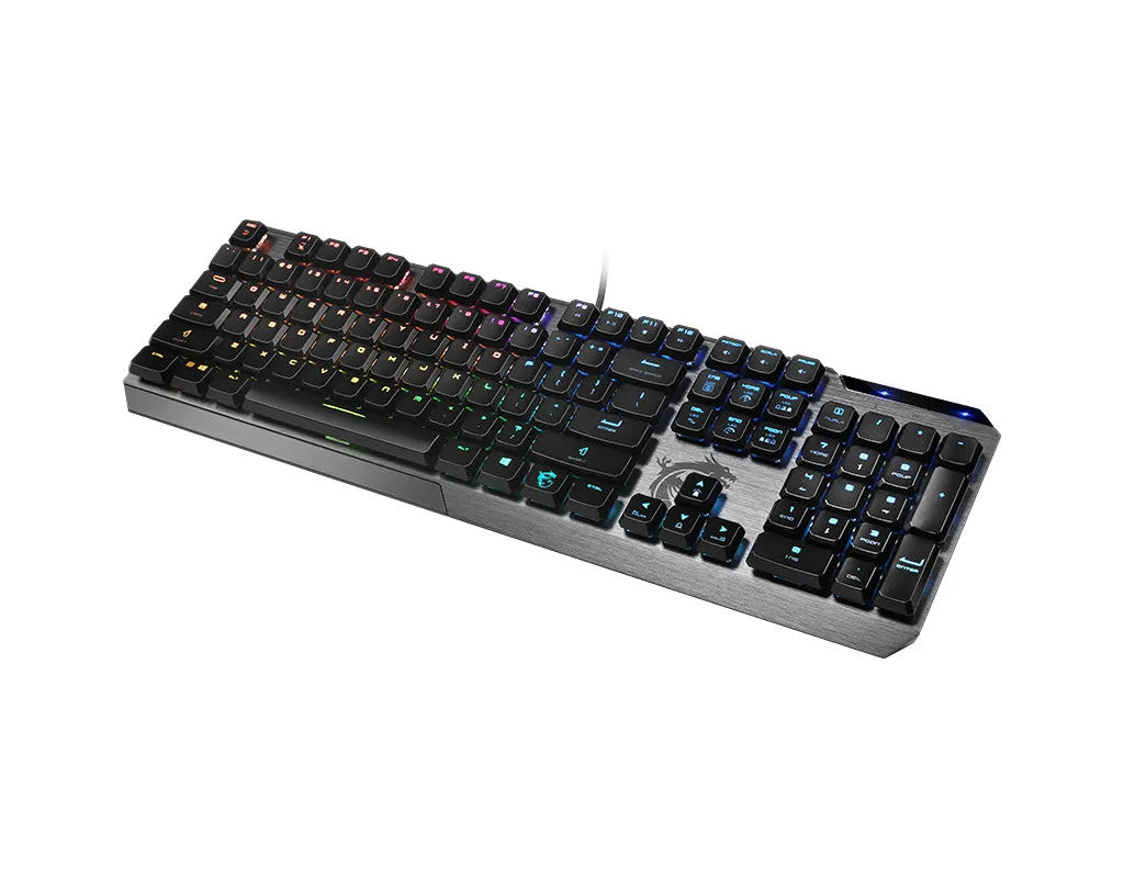 Msi Vigor Gk50 Low Profile Gaming Keyboard Qwertz Kalih Choc Low Profile White Switches Black