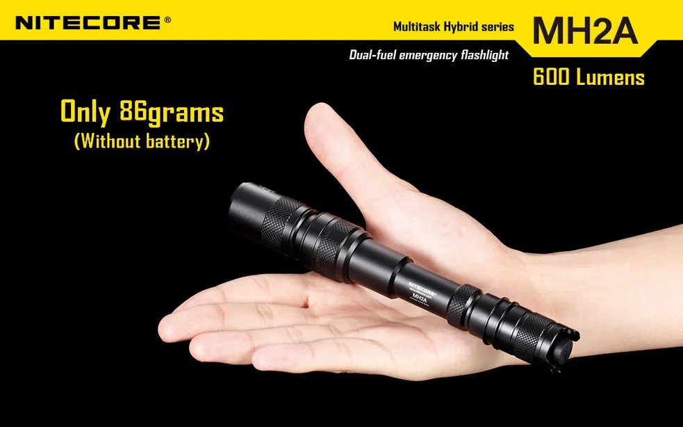 NiteCore Multi Task Hybrid Series MH2A 600 Lumen 2 x AA CREE XM-L LED Rechargeable Flashlight