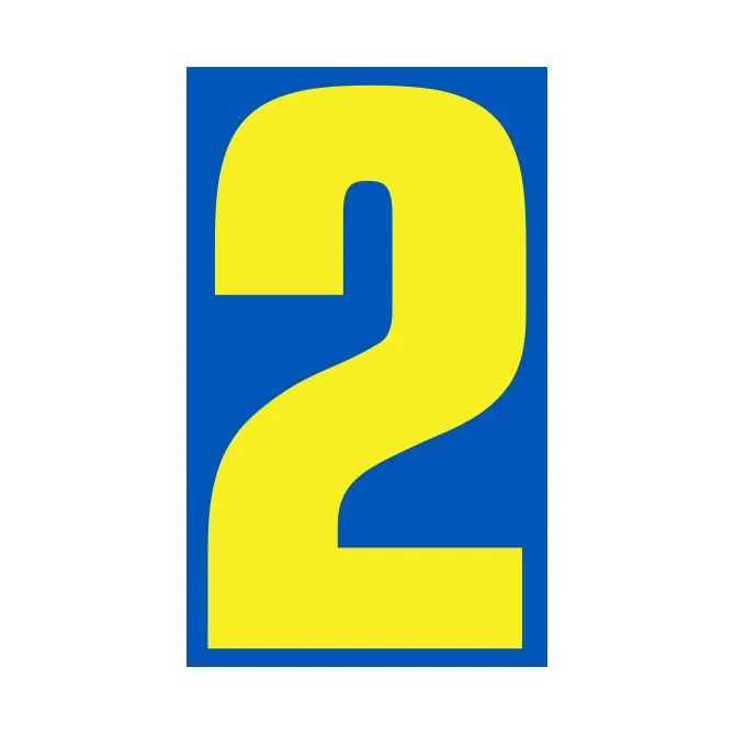 Number Window Stickers - Blue and Yellow Car Dealer Number Stickers - Durable, Weatherproof Vinyl with Easy On/Off Adhesive - Back Slit for Seamless Installation - 9-1/2"