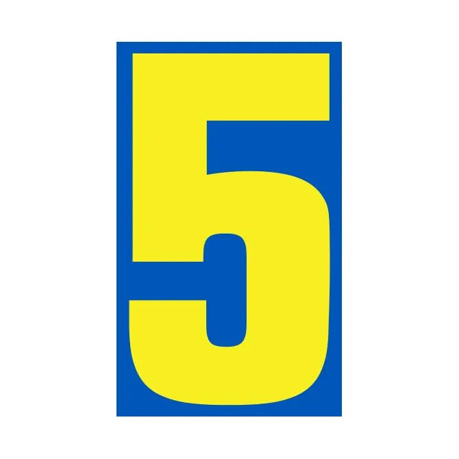 Number Window Stickers - Blue and Yellow Car Dealer Number Stickers - Durable, Weatherproof Vinyl with Easy On/Off Adhesive - Back Slit for Seamless Installation - 9-1/2"