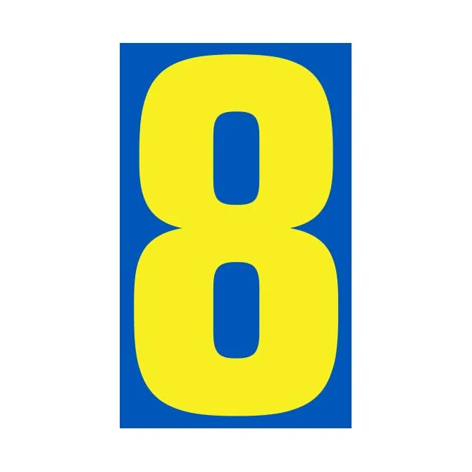 Number Window Stickers - Blue and Yellow Car Dealer Number Stickers - Durable, Weatherproof Vinyl with Easy On/Off Adhesive - Back Slit for Seamless Installation - 9-1/2"