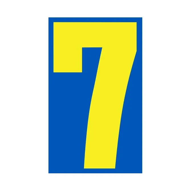 Number Window Stickers - Blue and Yellow Car Dealer Number Stickers - Durable, Weatherproof Vinyl with Easy On/Off Adhesive - Back Slit for Seamless Installation - 9-1/2"