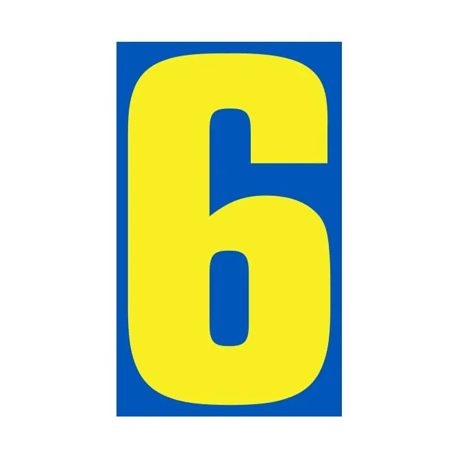 Number Window Stickers - Blue and Yellow Car Dealer Number Stickers - Durable, Weatherproof Vinyl with Easy On/Off Adhesive - Back Slit for Seamless Installation - 9-1/2"