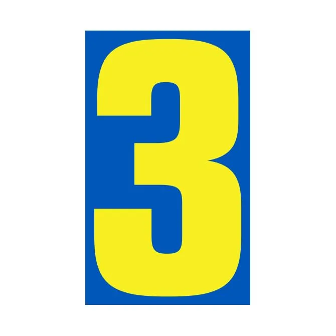 Number Window Stickers - Blue and Yellow Car Dealer Number Stickers - Durable, Weatherproof Vinyl with Easy On/Off Adhesive - Back Slit for Seamless Installation - 9-1/2"