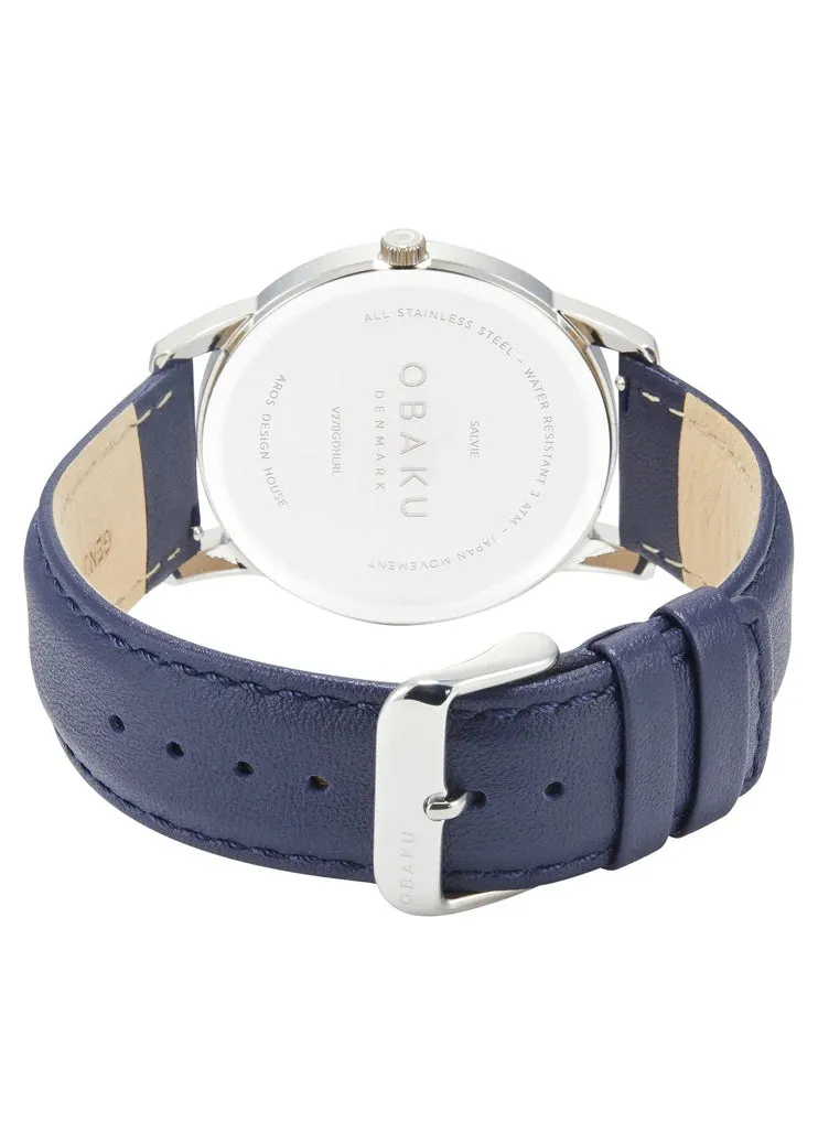 OBAKU SALVIE-SAXE BLUE LEATHER BAND BLUE DIAL V270GDHLRL