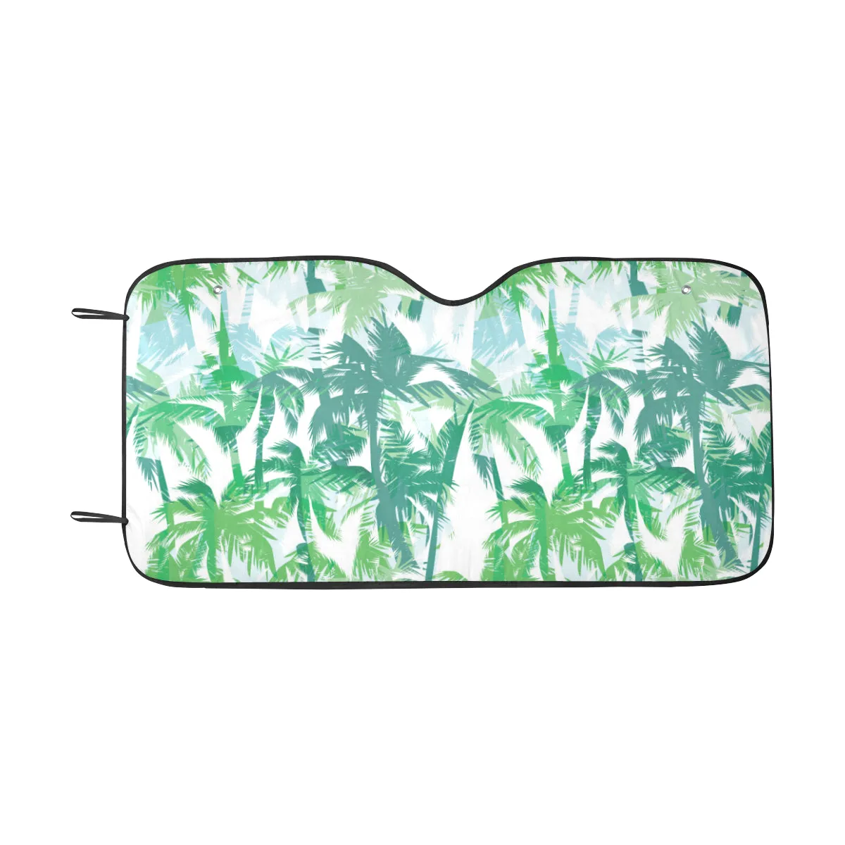 Palm Tree Windshield Sun Shade, Green Tropical Palm Tree Car Accessories Auto Protector Window Visor Screen Cover Decor 55" x 29.53