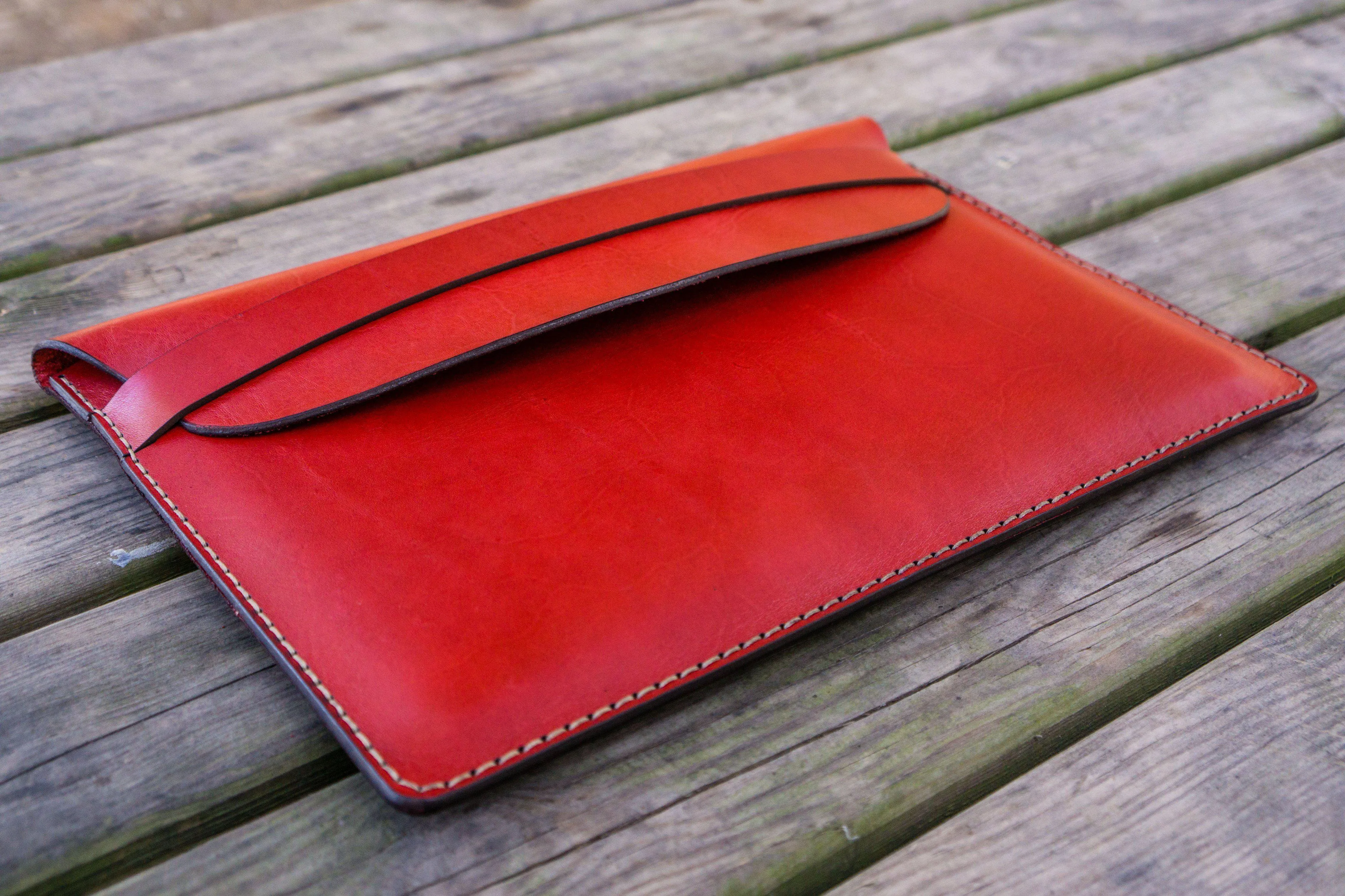 Personalized Leather MacBook Sleeves - Red