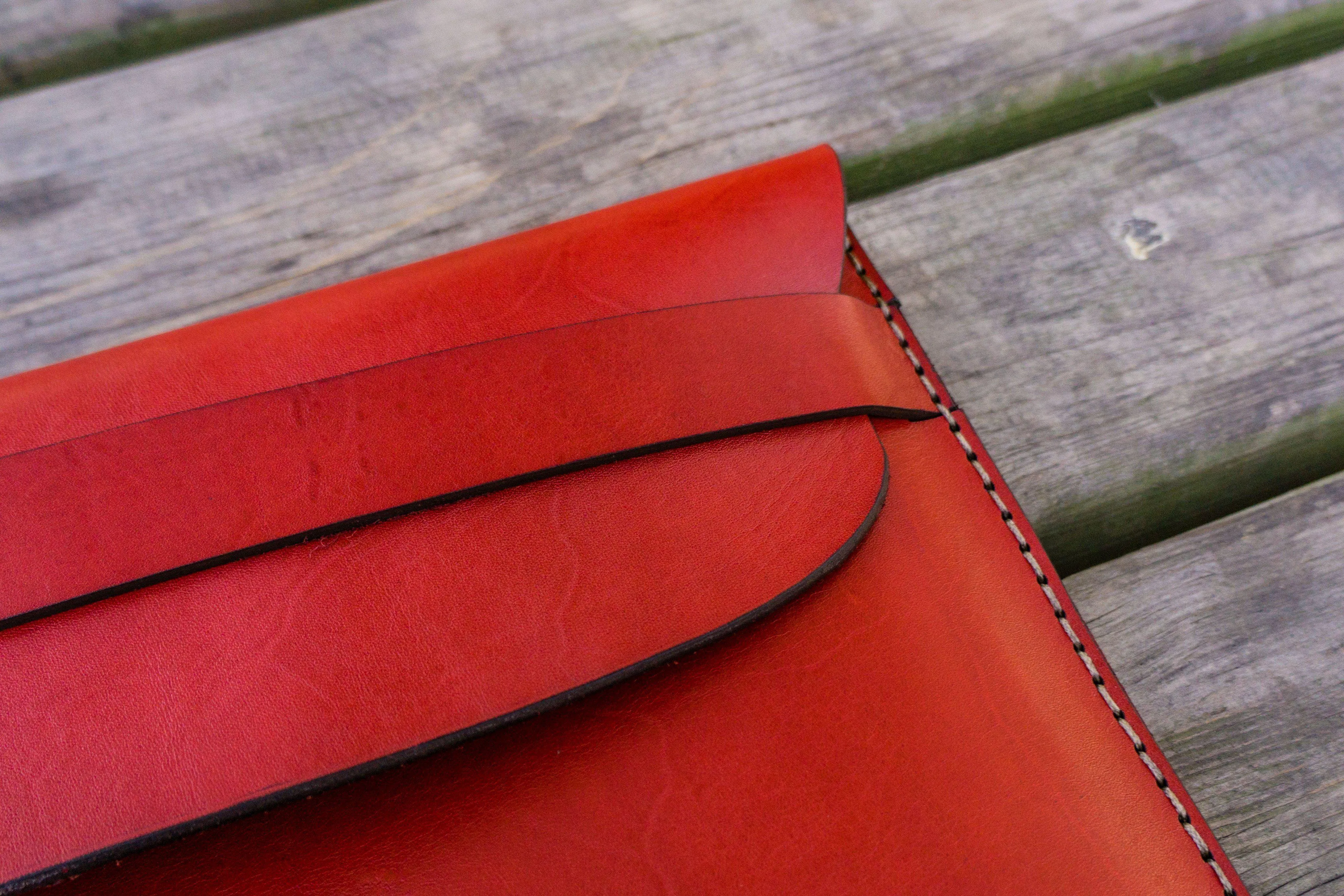 Personalized Leather MacBook Sleeves - Red