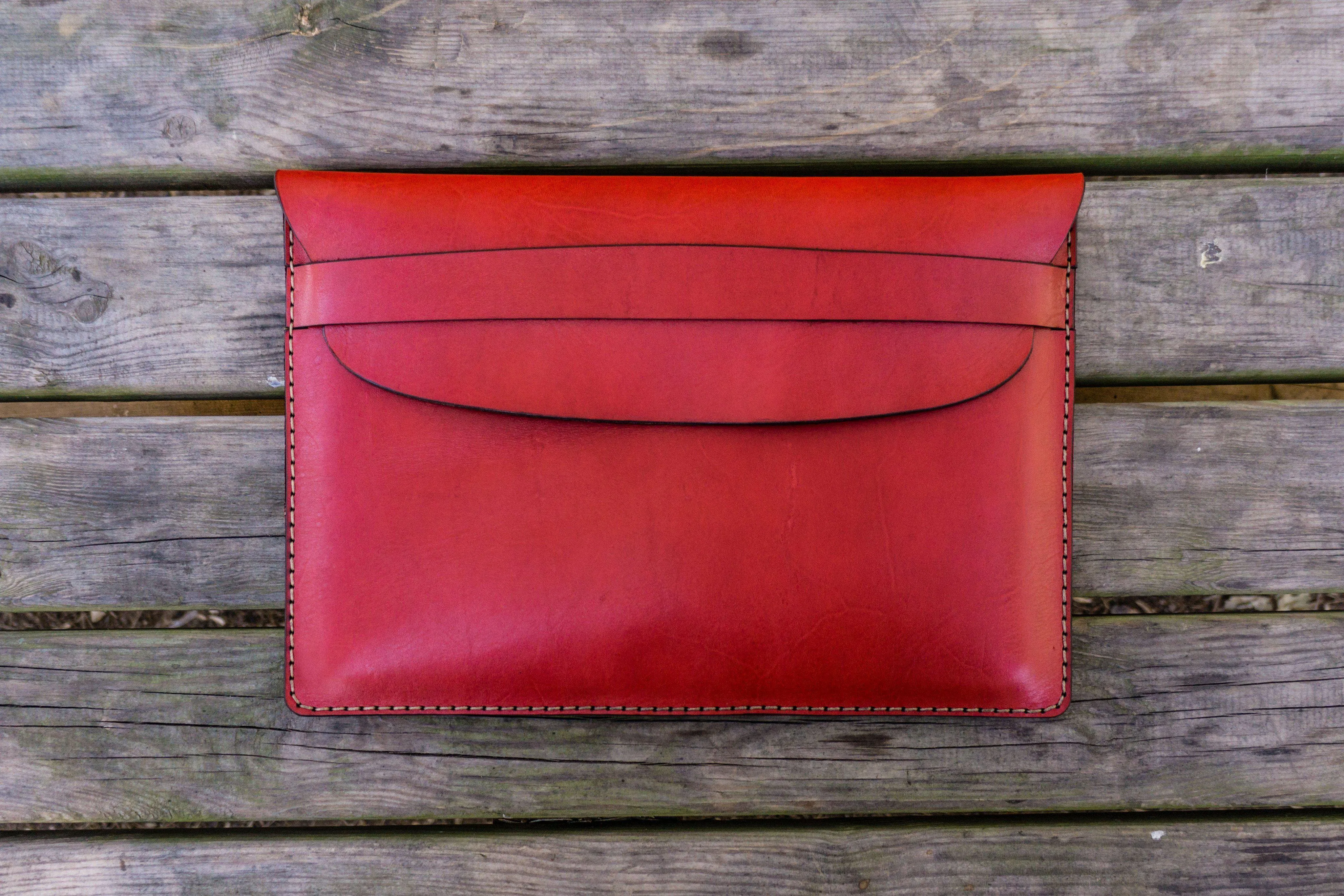 Personalized Leather MacBook Sleeves - Red