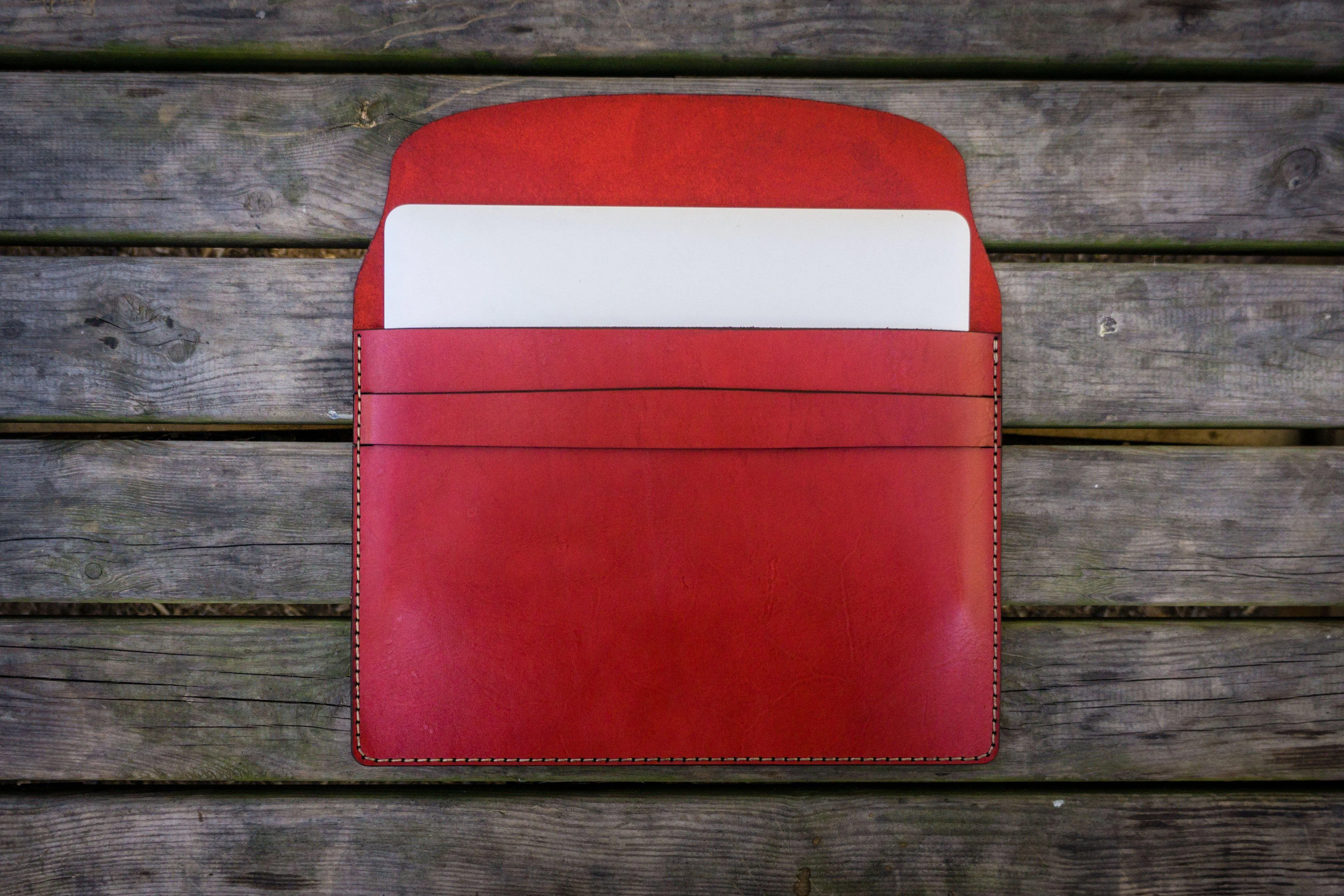 Personalized Leather MacBook Sleeves - Red