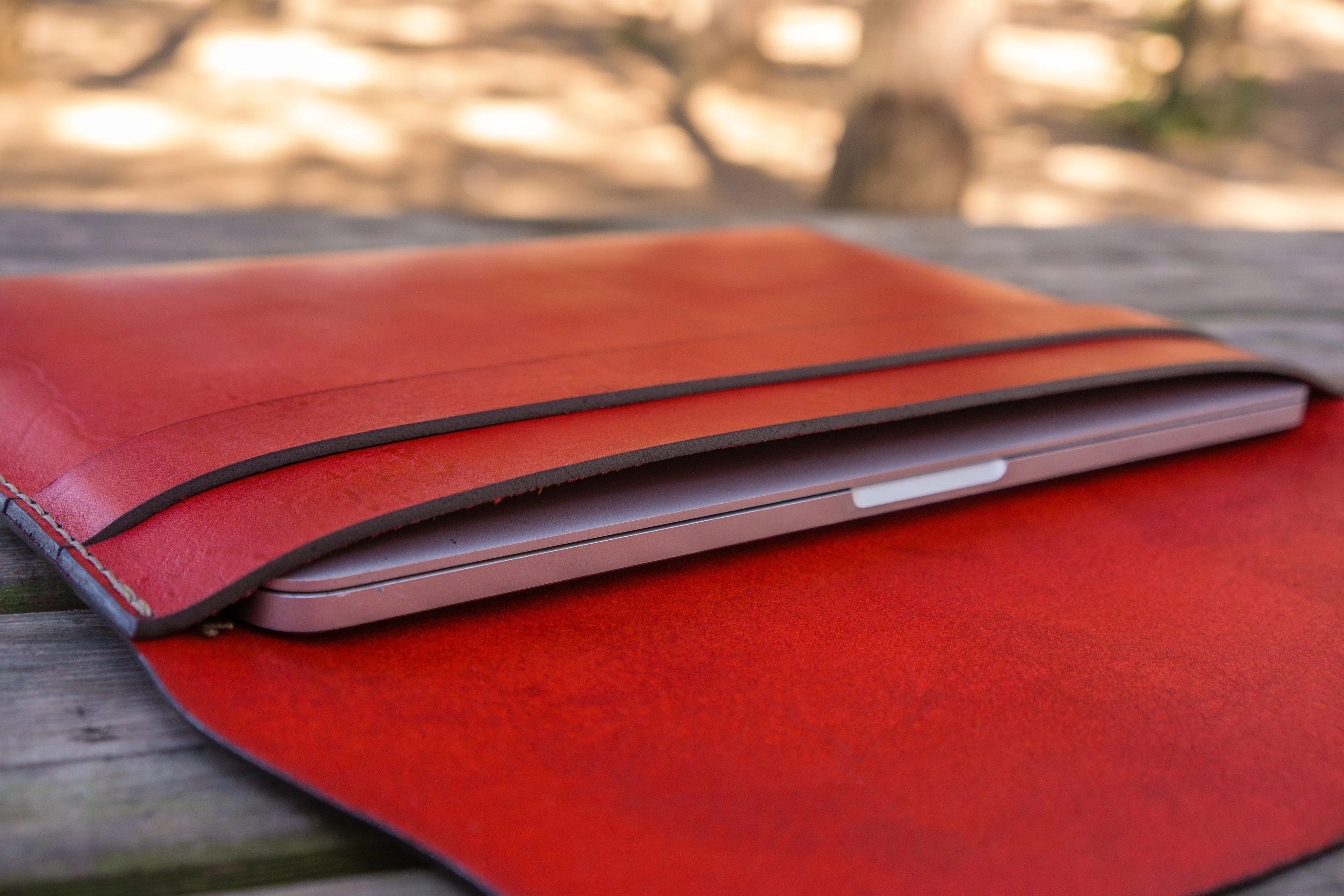 Personalized Leather MacBook Sleeves - Red