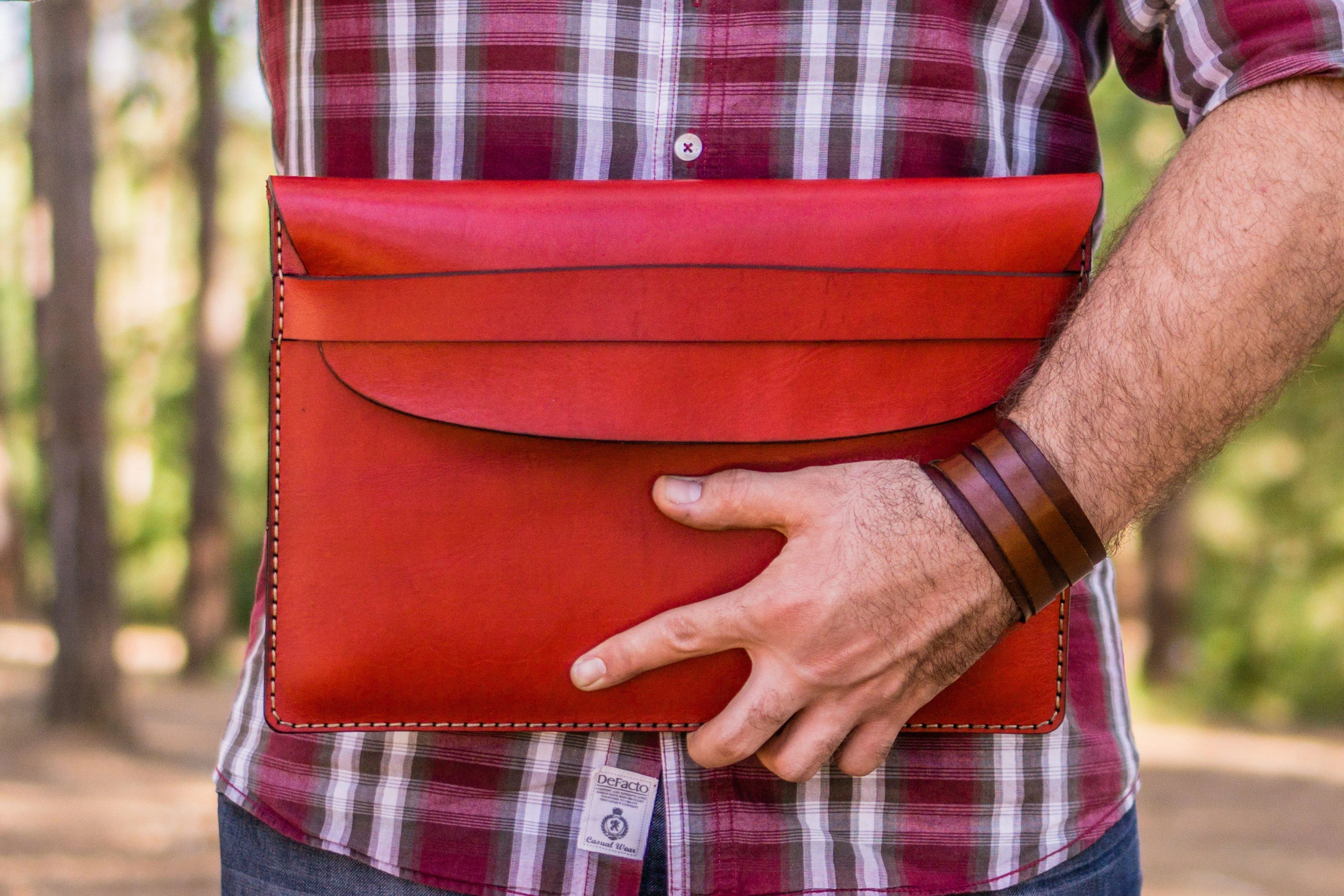 Personalized Leather MacBook Sleeves - Red