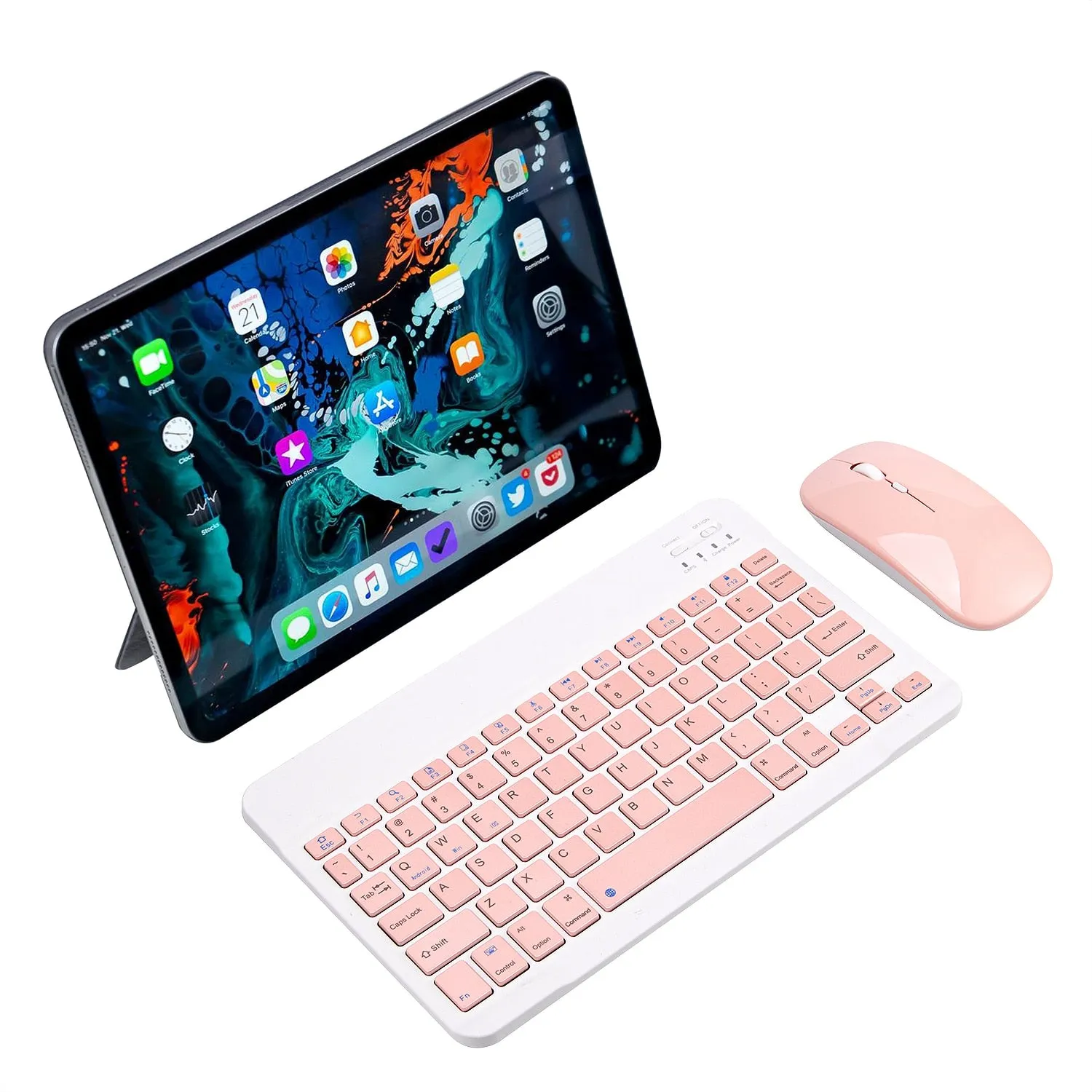 Pink Wireless Bluetooth Keyboard and Mouse Mini Keyboard English Keyboard for Tablet IOS Android IPhone Ipad Keyboard