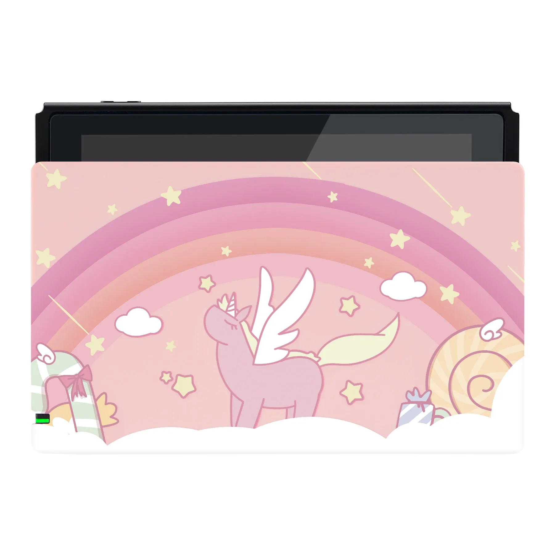 PlayVital Candy Rainbow Unicorn Patterned Custom Protective Case for NS Switch Charging Dock, Dust Anti Scratch Dust Hard Cover for NS Switch Dock - Dock NOT Included - NTG7007