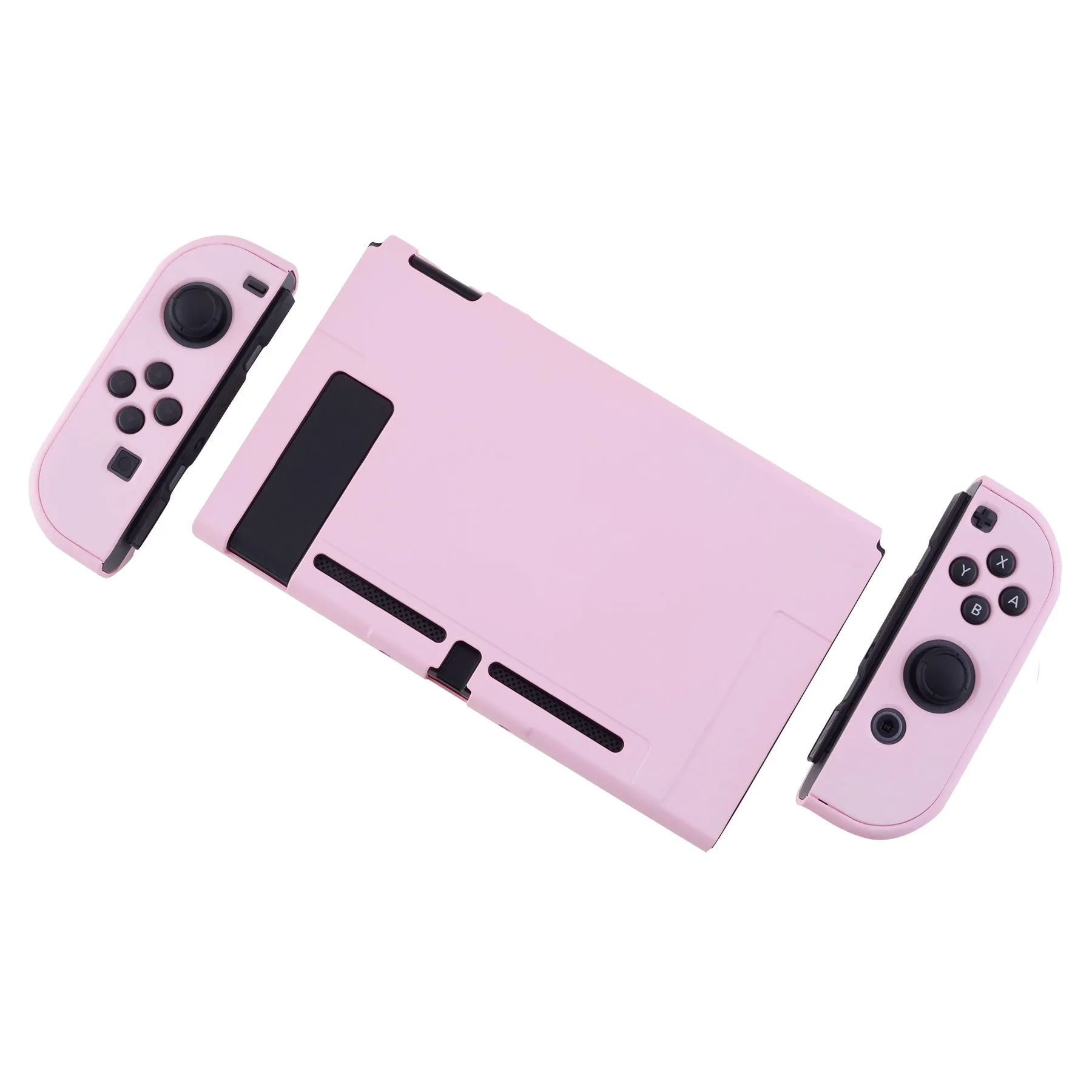 PlayVital Cherry Blossoms Pink Back Cover for Nintendo Switch Console, NS Joycon Handheld Controller Separable Protector Hard Shell, Customized Dockable Protective Case for Nintendo Switch - NTP312