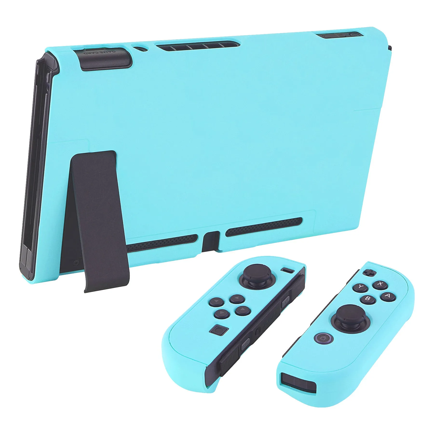 PlayVital Heaven Blue Back Cover for Nintendo Switch Console, NS Joycon Handheld Controller Separable Protector Hard Shell, Customized Dockable Protective Case for Nintendo Switch - NTP313