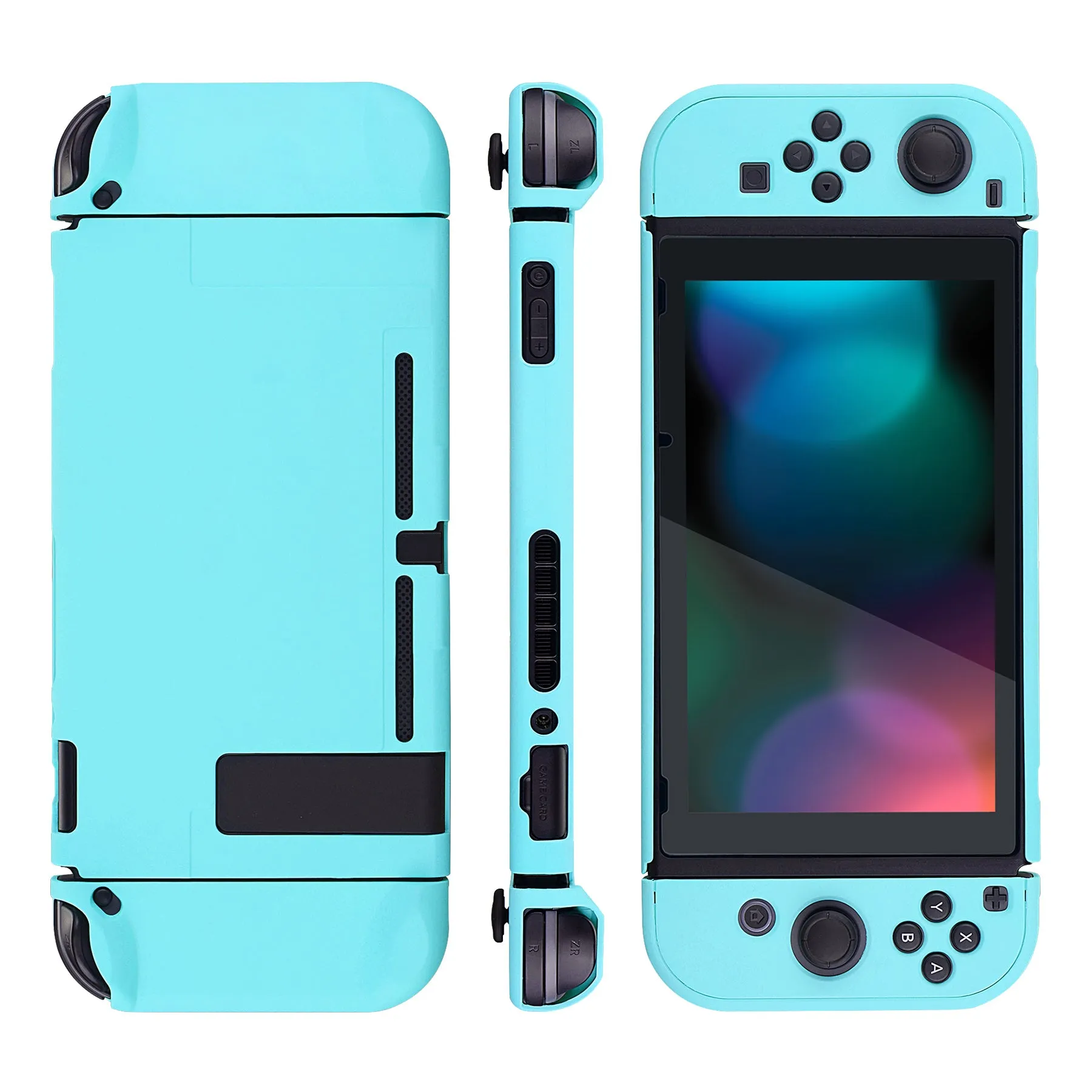 PlayVital Heaven Blue Back Cover for Nintendo Switch Console, NS Joycon Handheld Controller Separable Protector Hard Shell, Customized Dockable Protective Case for Nintendo Switch - NTP313