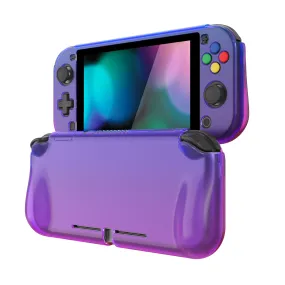 PlayVital ZealProtect Protective Case for Nintendo Switch Lite, Hard Shell Ergonomic Grip Cover for Switch Lite w/Screen Protector & Thumb Grip Caps & Button Caps - Gradient Translucent Bluebell - PSLYP3011