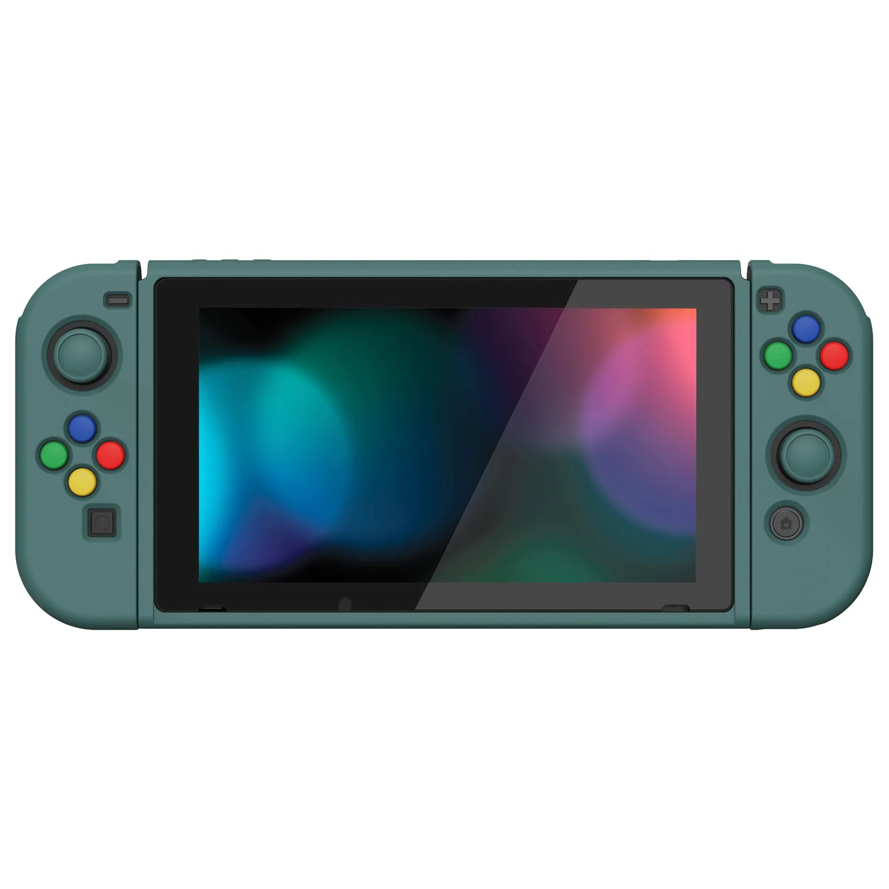 PlayVital ZealProtect Soft Protective Case for Nintendo Switch, Flexible Cover Protector for Nintendo Switch with Tempered Glass Screen Protector & Thumb Grip Caps & ABXY Direction Button Caps - Hunter Green - RNSYM5008